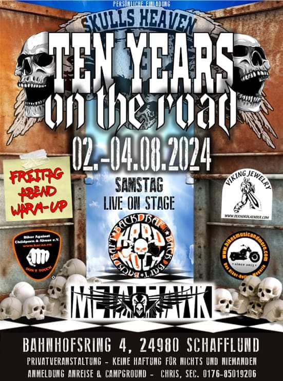 10 Jahre „on the road“:  Skulls Heaven MC   – Geburtstag  bei Freunden mit BACAA-Infostand fast an der Dänischen Grenze 🗓 🗺